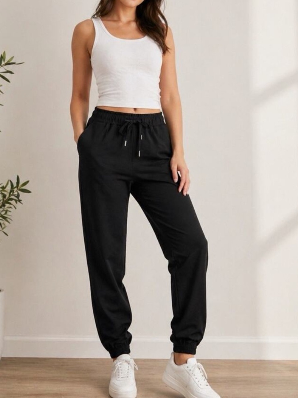 Wildfang The Empower Drawstring Jogger Pants Size Large Black Pull On